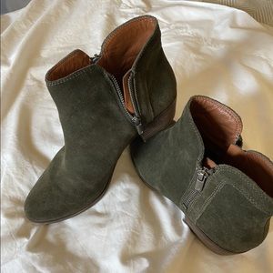 Womens Lucky Brand green suede zip bootie